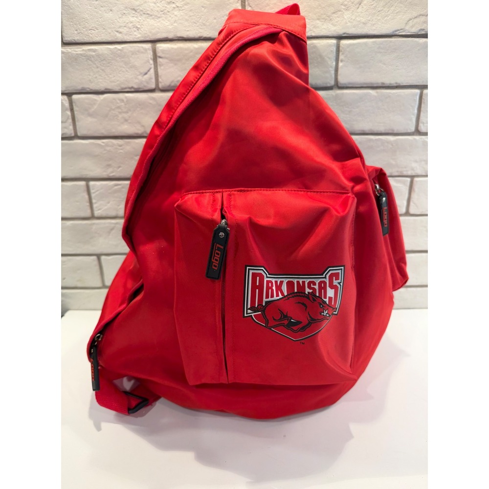 Logo Arkansas Razorbacks Sling Backpack Mens Womens Red Nylon Crossbody Bag NCAA